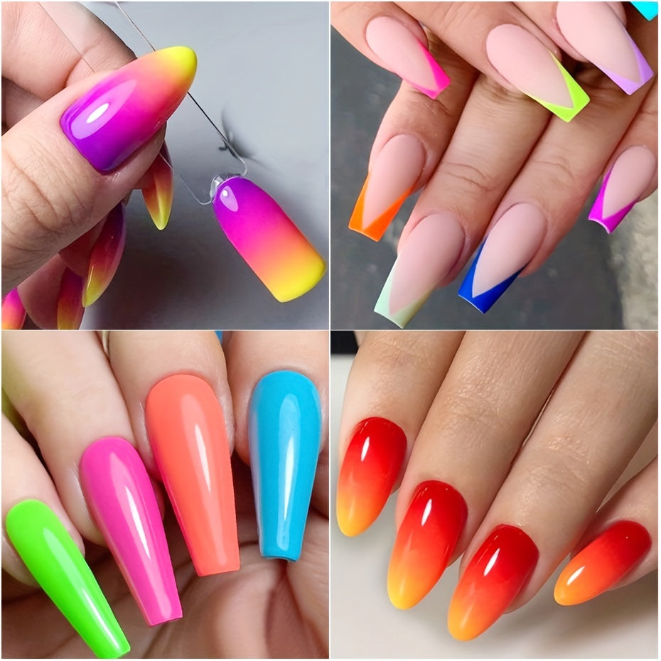 Neon Nail Pigment Powder Set, Fluorescent Ombre Nail Art Glitter, Gradient Rubbing Dust Chrome Effect For Manicure Decoration For Music Festival
